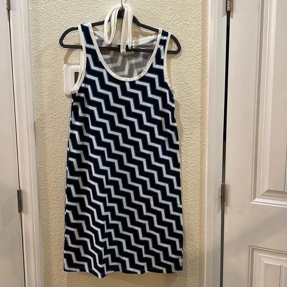 Tommy Hilfiger navy/teal/white short casual dress - Picture 2 of 4